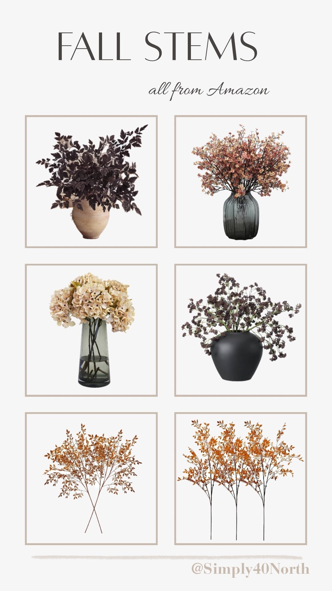 My favorite fall stems and florals from Amazon!  I have the top left one and highly recommend them!  Cimicifuga Ramosa Leaves are my favorite fall stems.  They are currently on sale. Also, I just ordered the bottom ones for some taller vases I have.  

#LTKSeasonal #LTKHome #LTKSaleAlert