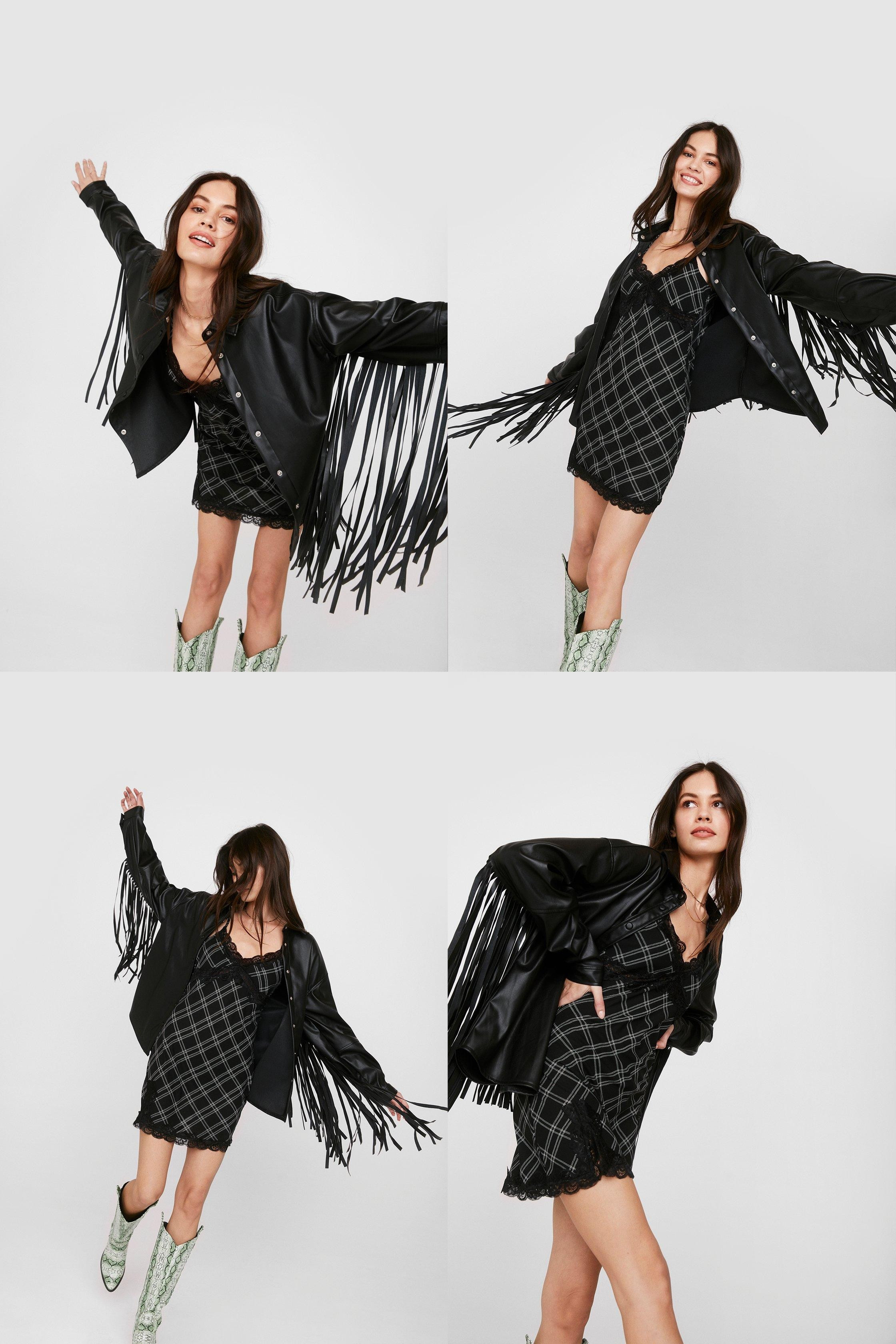 Fringed Faux Leather Shirt Jacket | Nasty Gal (US)