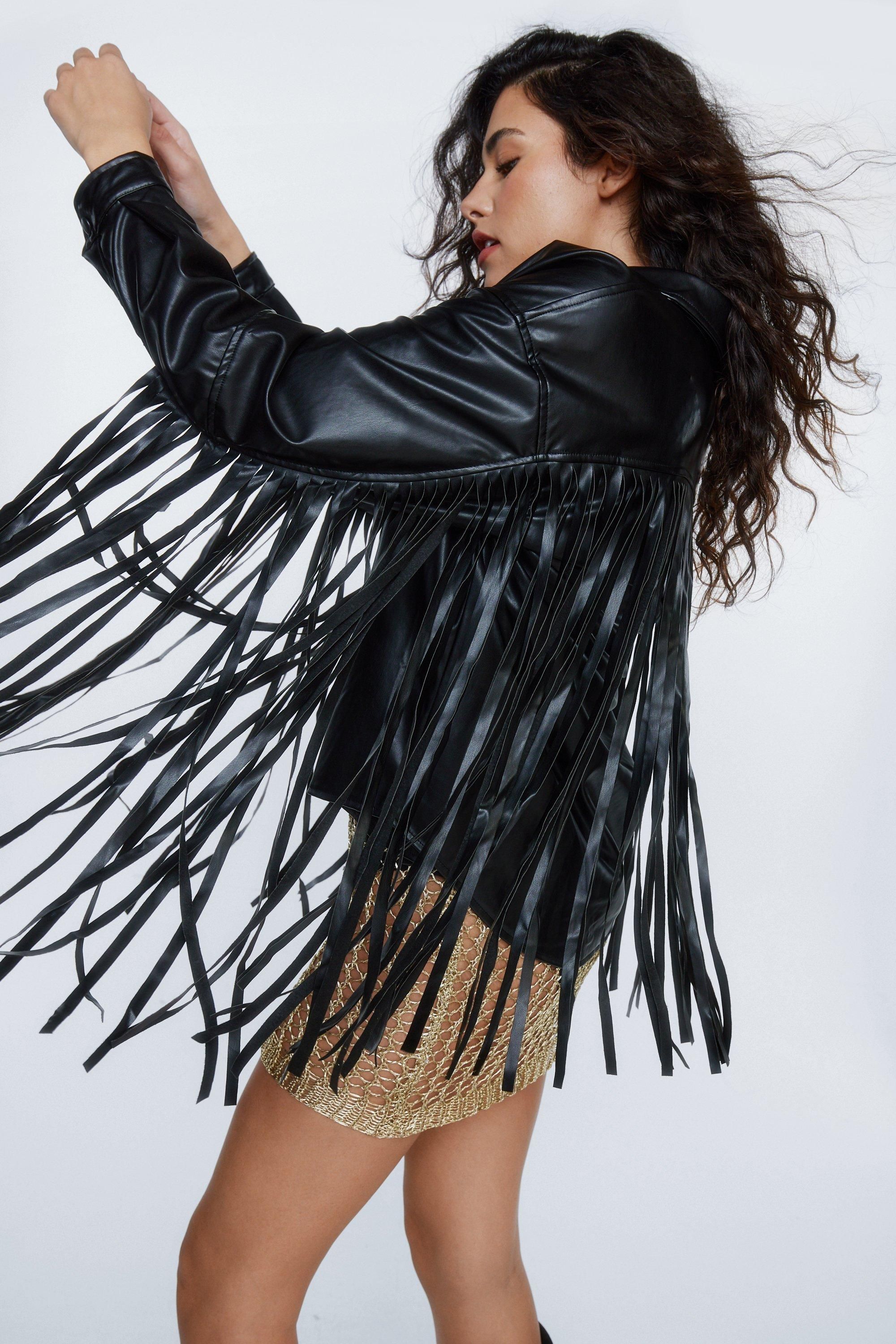 Fringed Faux Leather Shirt Jacket | Nasty Gal (US)