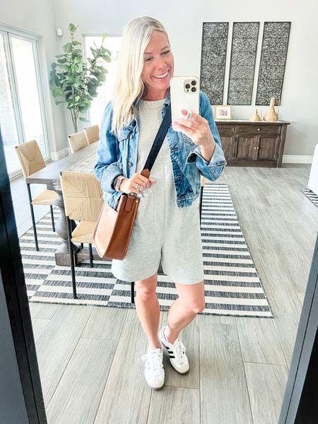 Grey Amazon romper with a denim jacket and samba sneakers. Leather bag is by Jackson Wayne Leather. Small romper and jacket. Sambas run big in the size 6 and I’m a women’s 8  

Follow my shop @thesensibleshopaholic on the @shop.LTK app to shop this post and get my exclusive app-only content!

#liketkit #LTKover40 #LTKstyletip #LTKSeasonal
@shop.ltk
https://liketk.it/4EvX2