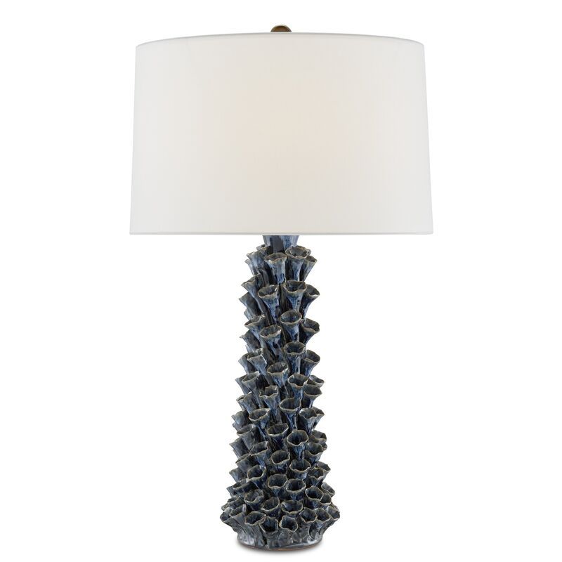 Sunken Ceramic Table Lamp, Blue Drip Glaze | One Kings Lane