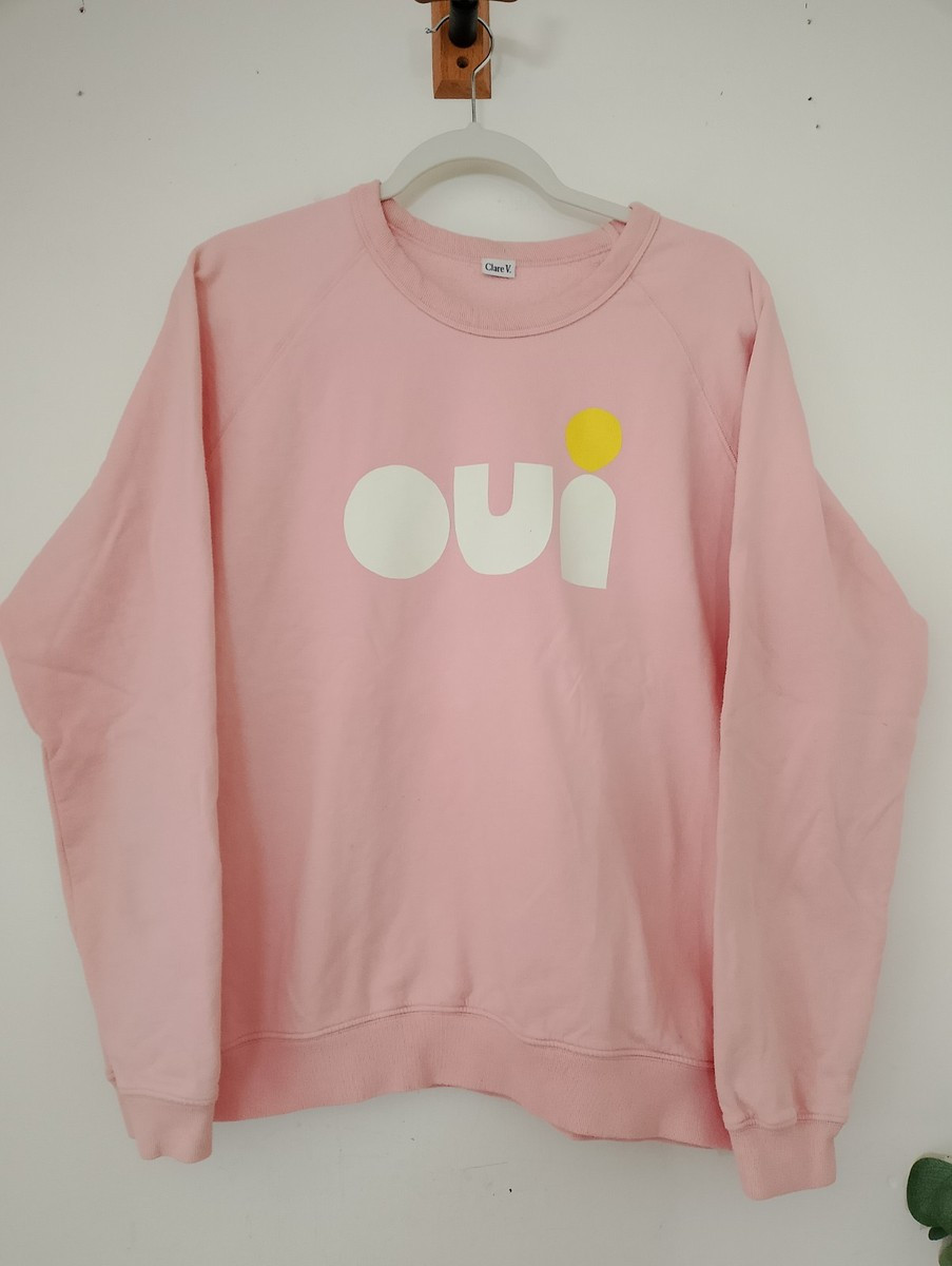 Clare V Oui Sweatshirt Womens Large Pink Jumper Sweater Crewneck Pullover. | eBay US