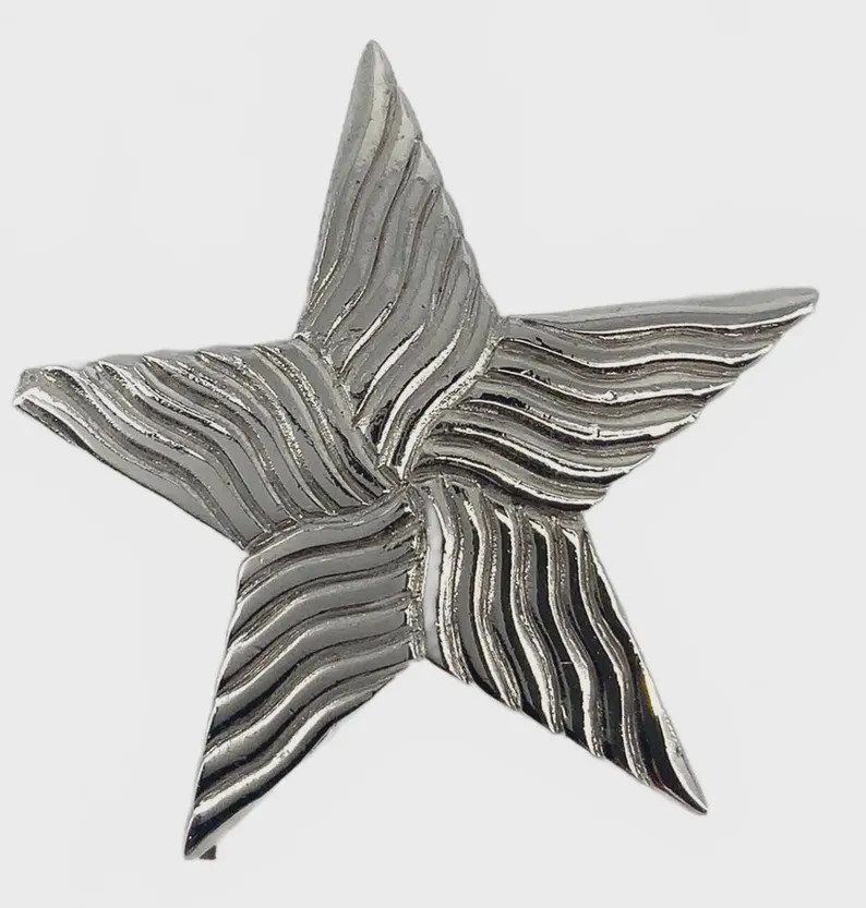 Vintage Trifari Silver Tone Modernist Ribbed Star Brooch Pin Celestial Jewelry - Etsy | Etsy (Global)