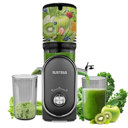 SUSTEAS Cold Press Juicer Machines, 5.3" Feed Chute(50oz Capacity), 300W Slow Masticating Juice Extractor for Whole Fruits and Vegetables, Automatic Feed, High Juice Yield,Easy to Clean, Silver gray | Amazon (US)