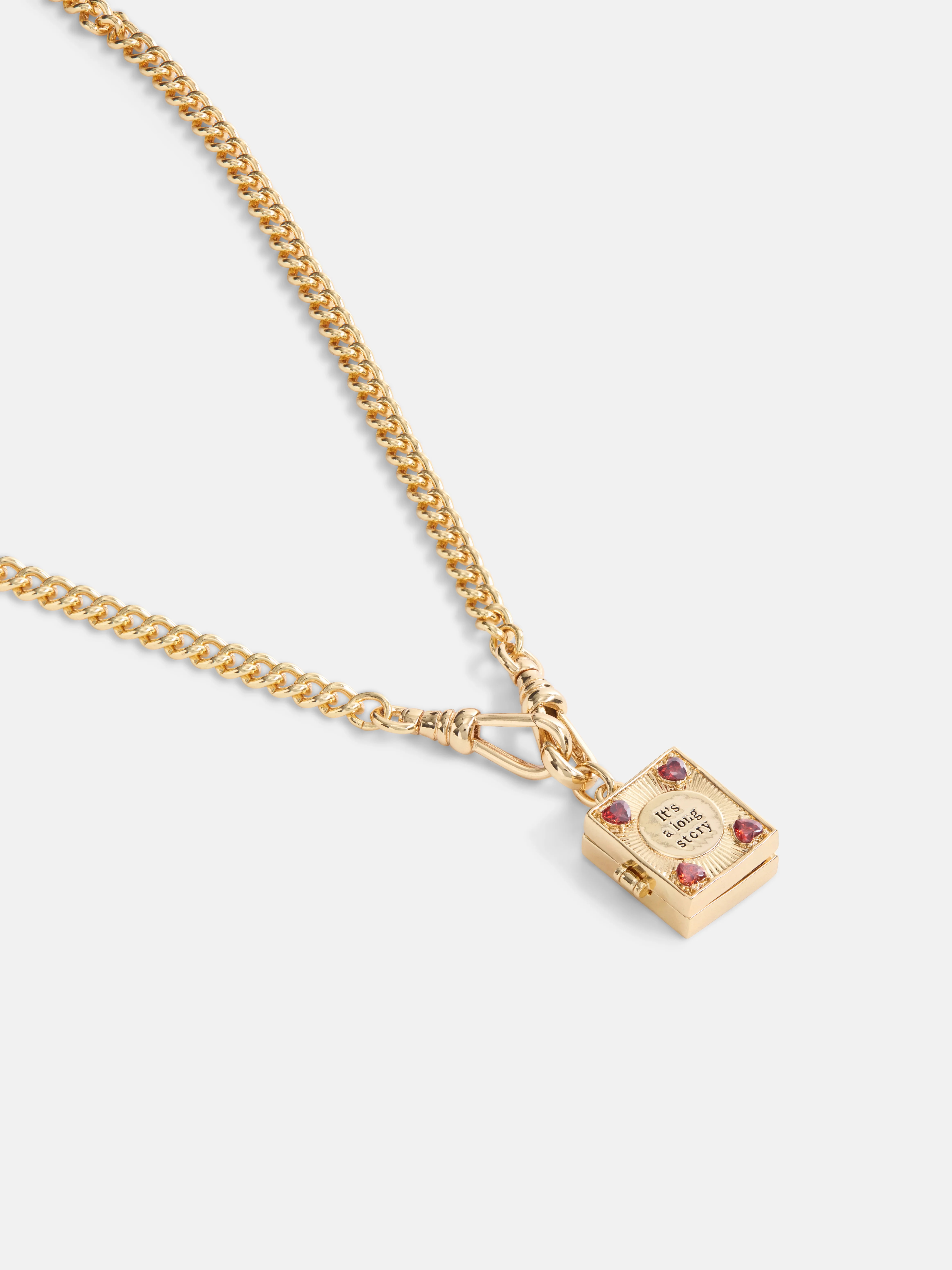 Free Assembly Women's Goldtone Book Pendant Necklace with Cubic Zirconia, 16" + 3" Extender | Walmart (US)