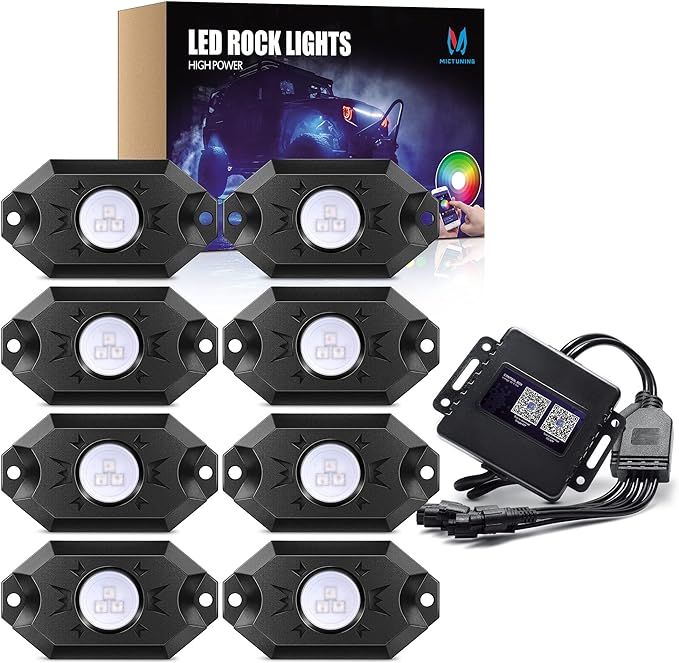 MICTUNING 2nd-Gen RGB LED Rock Lights with Bluetooth Controller, Timing Function, Music Mode - 8 ... | Amazon (US)