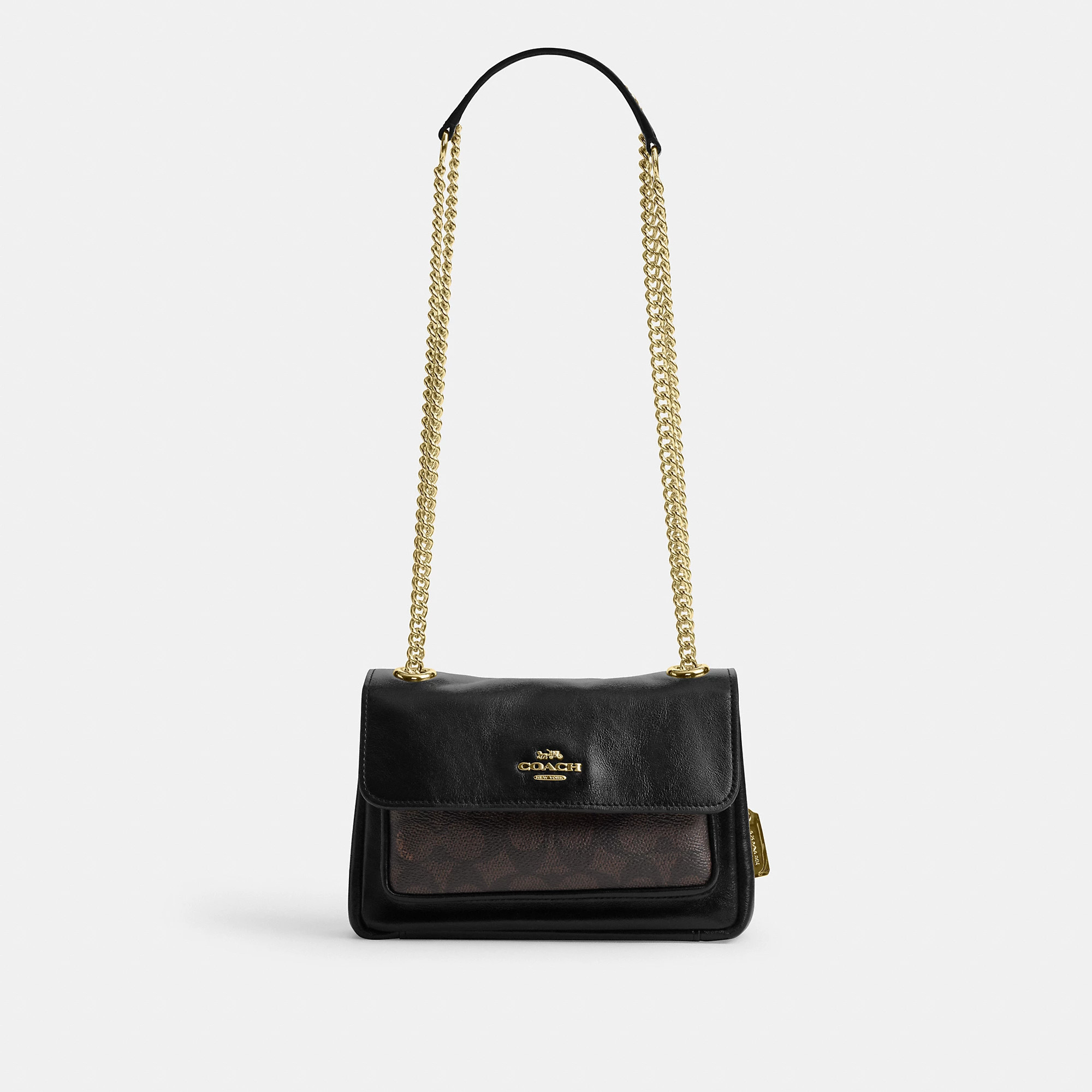 Coach Outlet Elodie Crossbody Bag 18 In Signature Canvas - Women's Purses - Gold/walnut/black, Size: Mini | Coach Outlet US