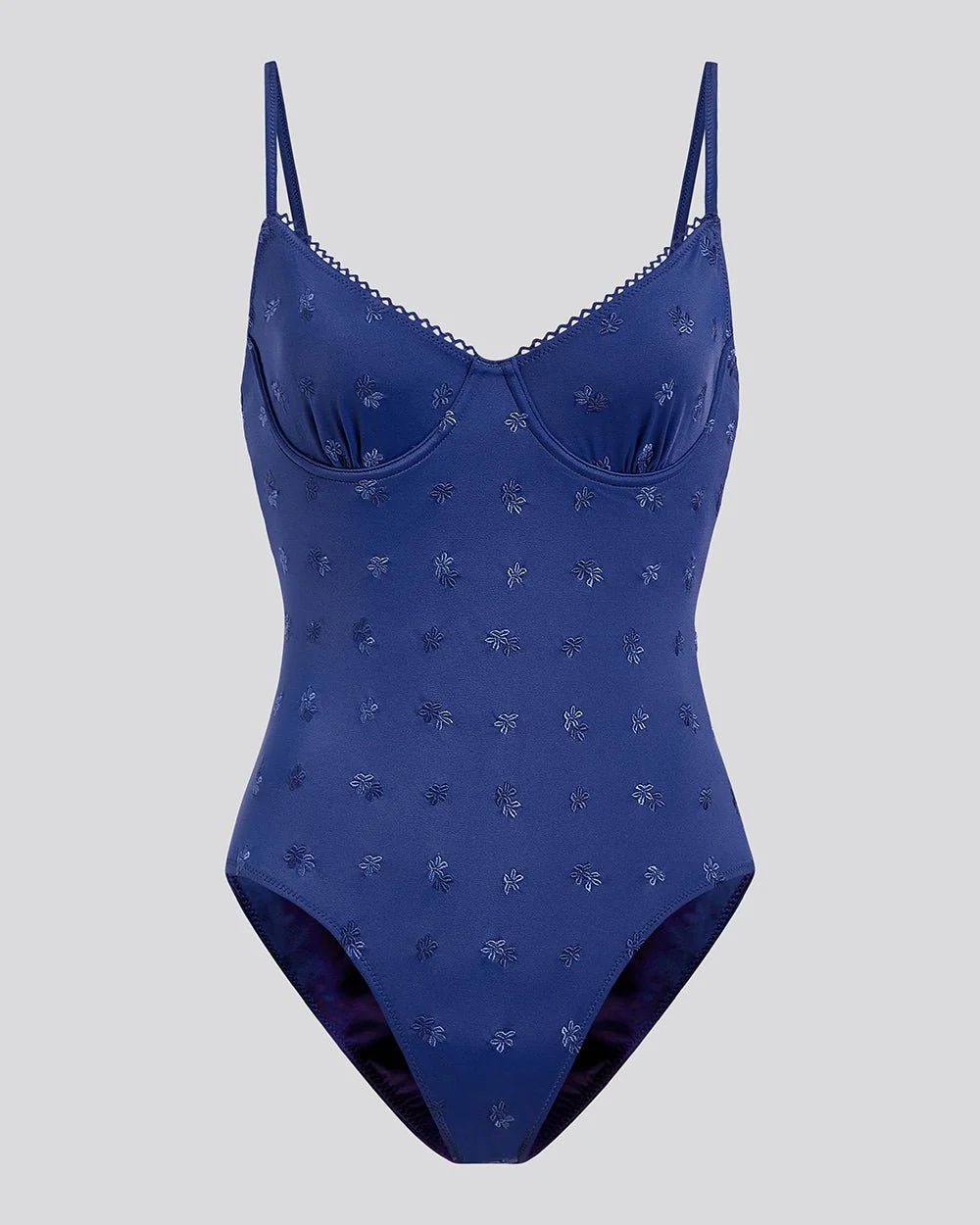 The Taylor Embroidered One Piece in French Navy | Solid & Striped