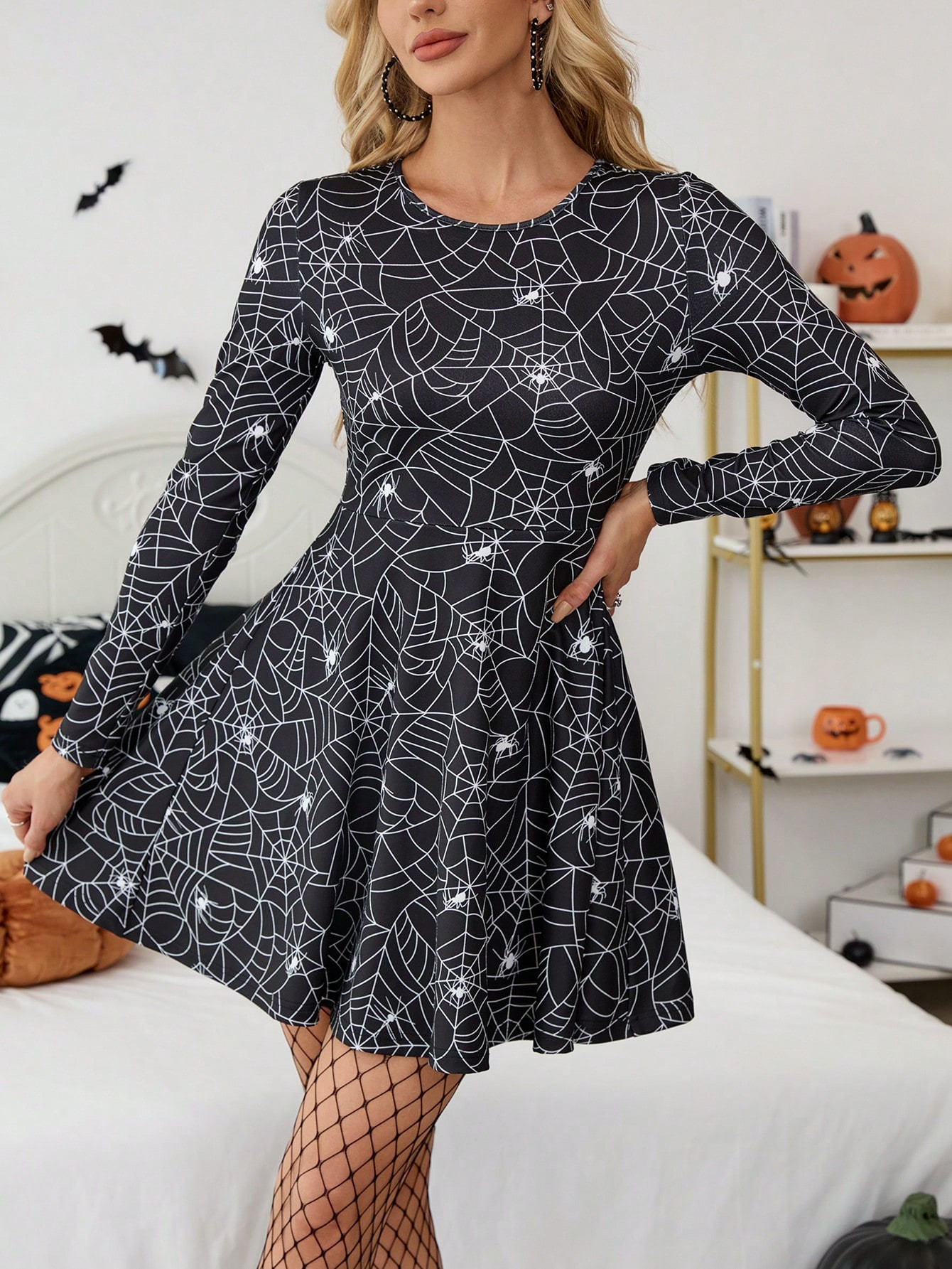 SHEIN VCAY Vintage Print Laced Shoulder Cut-Out Waist Summer Maxi Dress | SHEIN