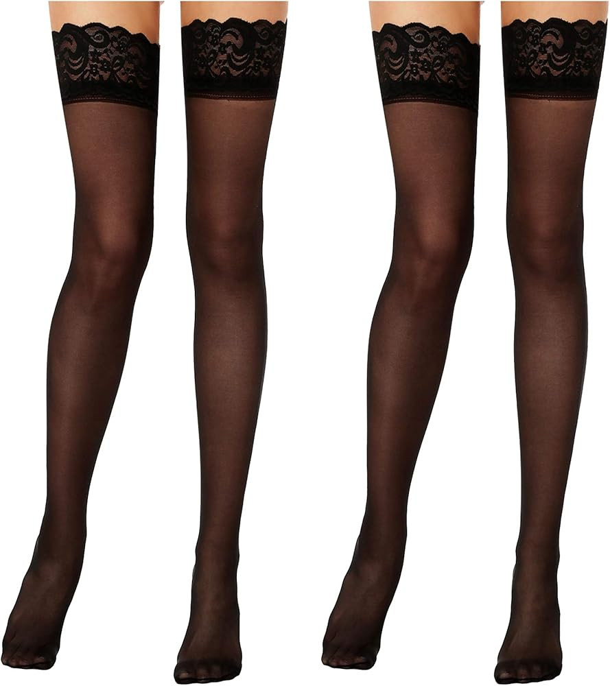 Thigh High Stocking Lace Top Stay Up Sheer Stockings Silk Hosiery Nylons | Amazon (US)