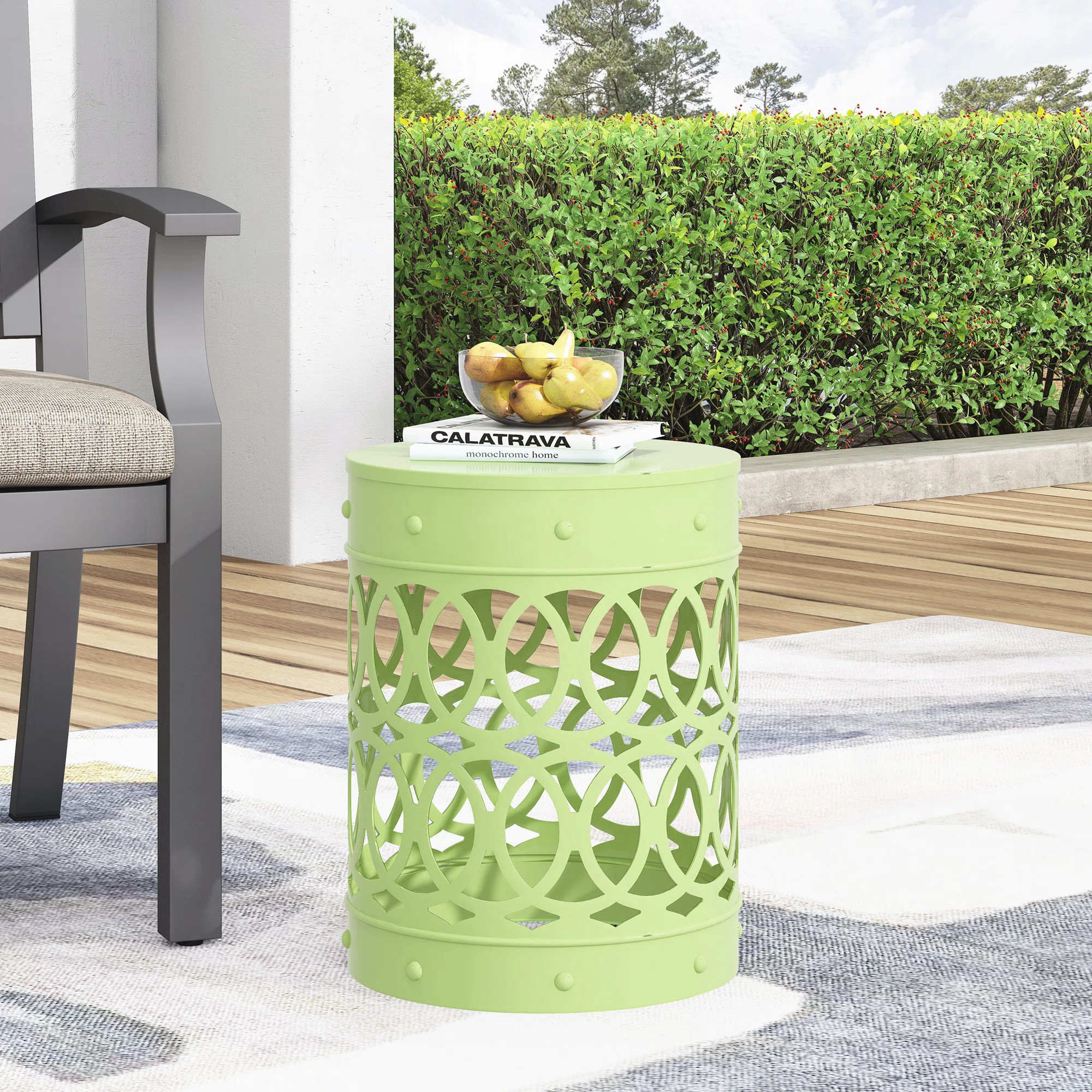 Asbel Round Metal Outdoor Side Table , 13.75'' in. W 13.75'' in. D | Wayfair North America
