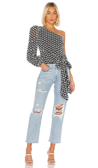 Kendall Blouse in Black & White | Revolve Clothing (Global)