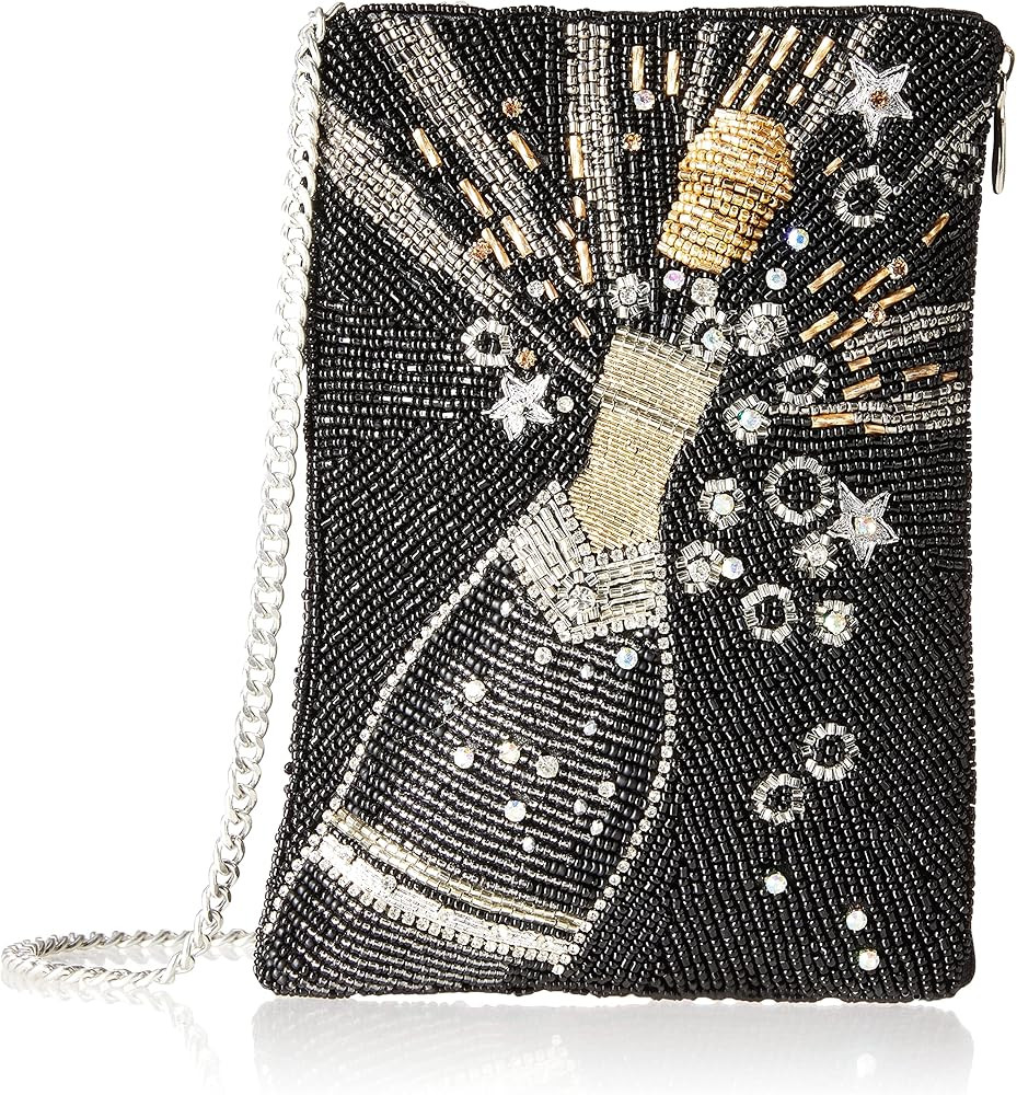 Mary Frances Bubbly Champagne Bottle Mini Crossbody Handbag, Black | Amazon (US)