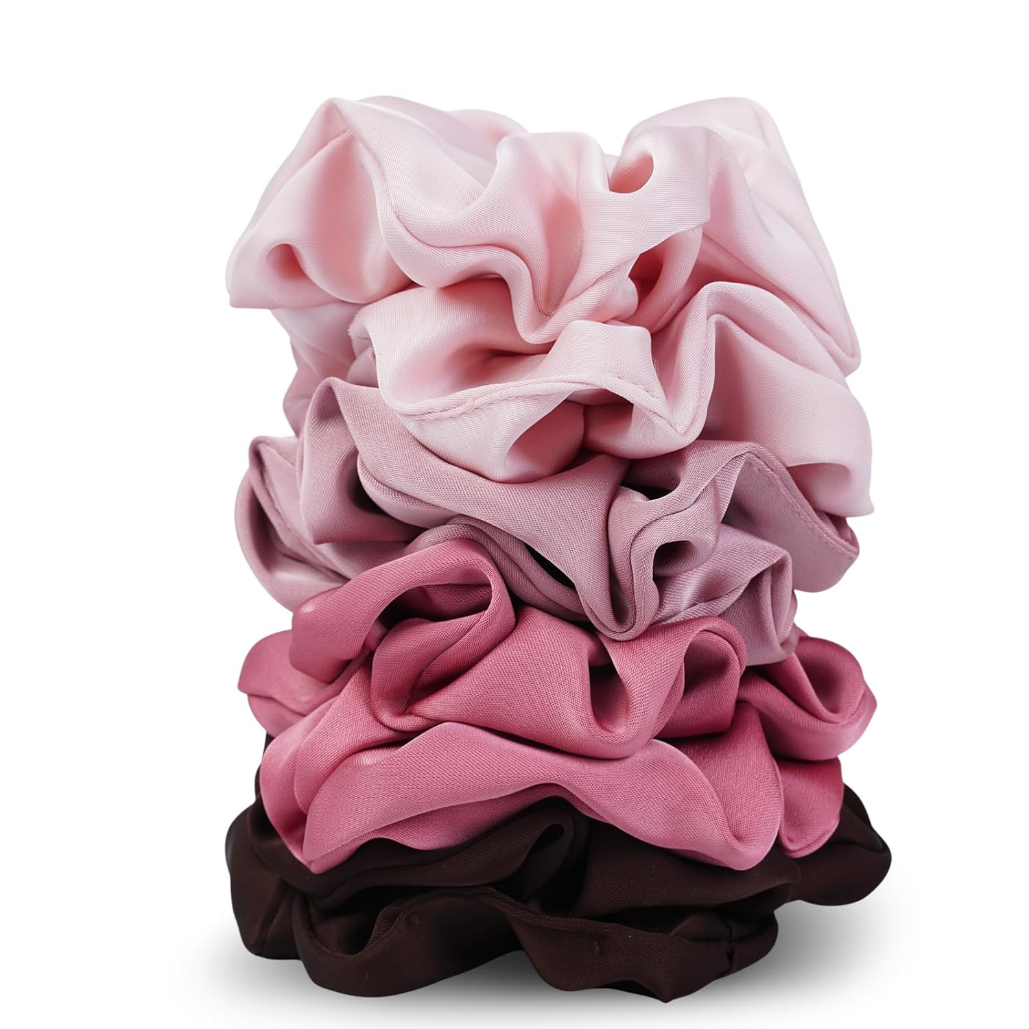 Satin Scrunchies for Women – 8PCS Blush & Brown Silk Hair Ties Set – No Crease, Frizz-Free, Gentle Elastic Hair Bands, Soft & Stylish Everyday Hair Accessories Gifts | Amazon (US)