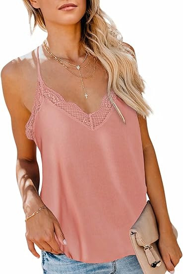 Arainlo Women Sexy V Neck Casual Sleeveless Cami Tank Tops Summer Sleeveless Shirts Blouses | Amazon (US)