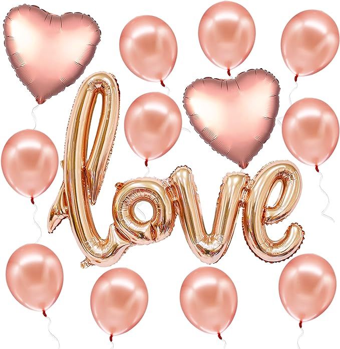 Big, Rose Gold Love Balloon Letters - 36 Inch | Rose Gold Heart Balloons, Valentines Balloons | L... | Amazon (US)