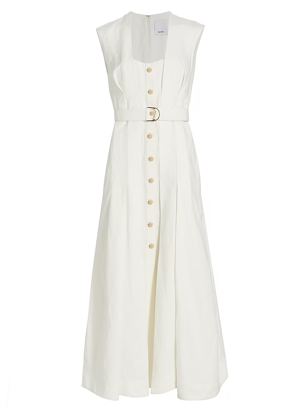 Acler Flaxton Belted Linen &amp; Cotton Midi-Dress | Saks Fifth Avenue