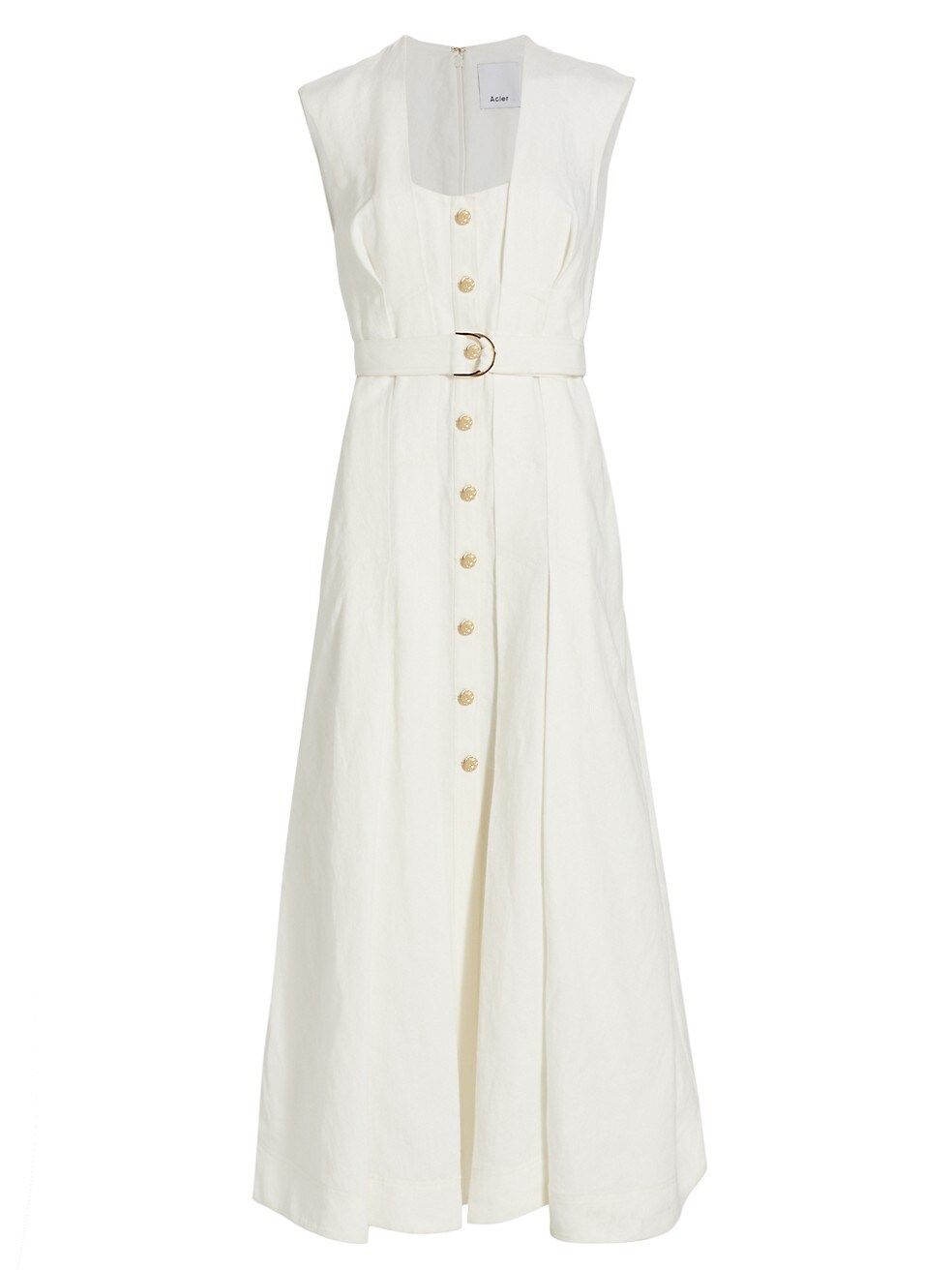 Acler Flaxton Belted Linen &amp; Cotton Midi-Dress | Saks Fifth Avenue