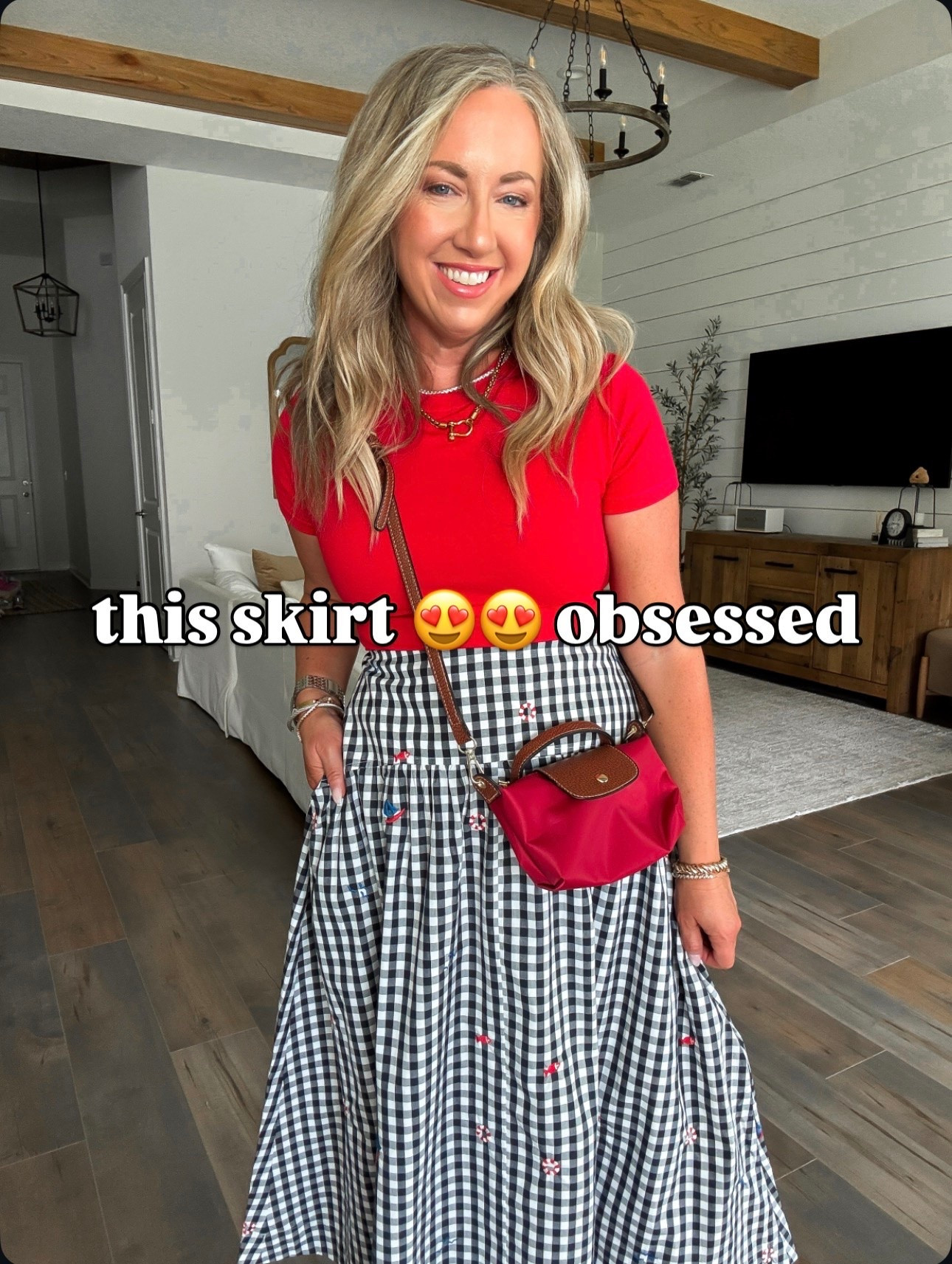 Walmart fashion Walmart finds, summer outfit, July 4th outfit, Memorial Day outfit gingham skirt with pockets and embroidered details. Looks like Ralph
Lauren or Tuckernuck or jcrew