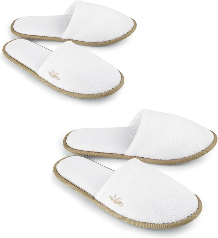 Spa Slippers, Closed Toe, Disposable Indoor Hotel Slippers for Men and Women, Fluffy Coral Fleece... | Amazon (US)