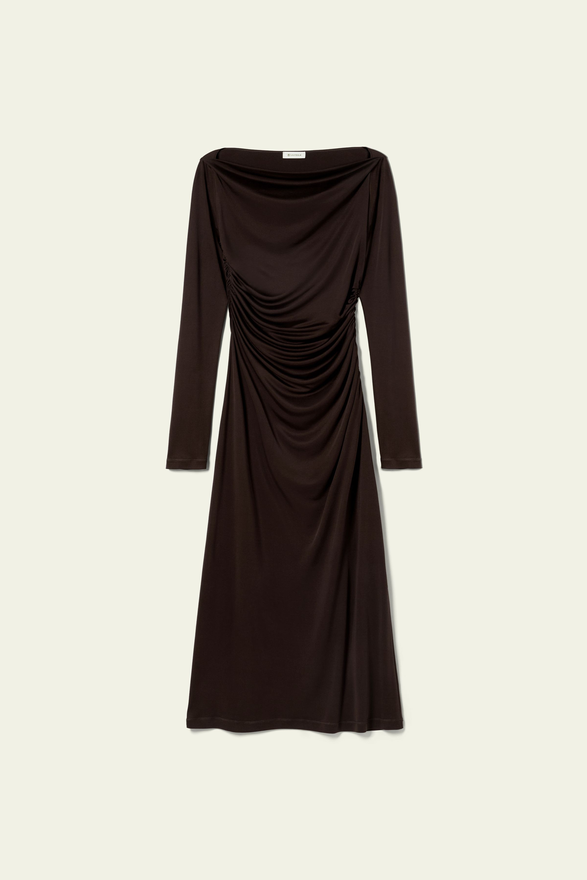 Elegant Silk Jersey Rouched Midi Dress | LilySilk