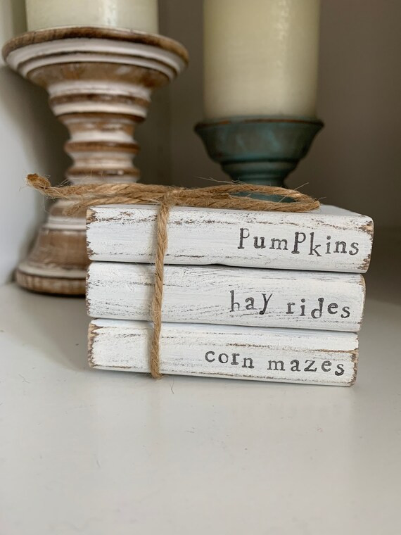 Faux book stack. Mini faux book stack. Tiered tray decor. Farmhouse decor. Personalized books. Cu... | Etsy (US)