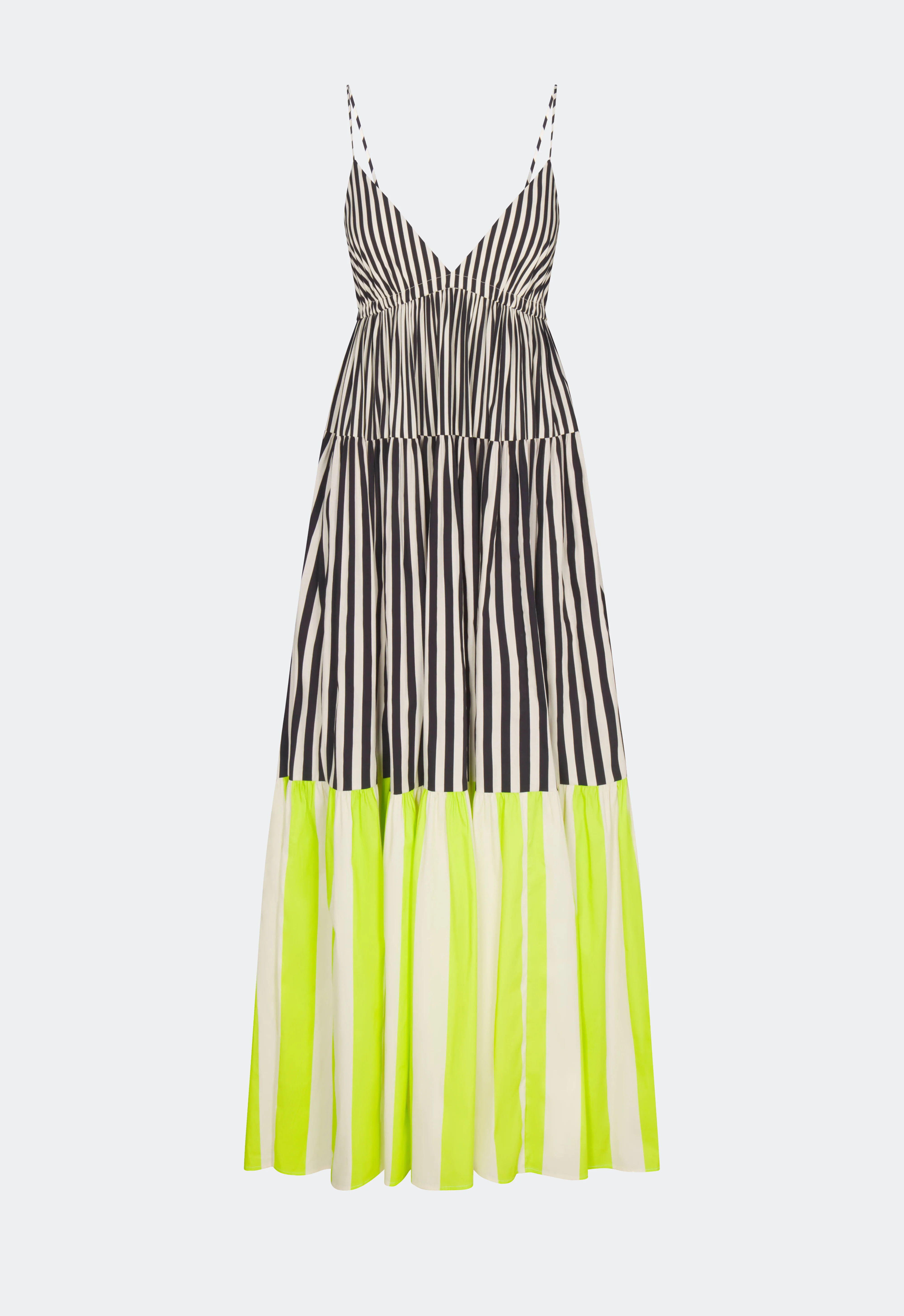 Romi Poplin Dress In Black/Cream/Lime Multi | Simon Miller