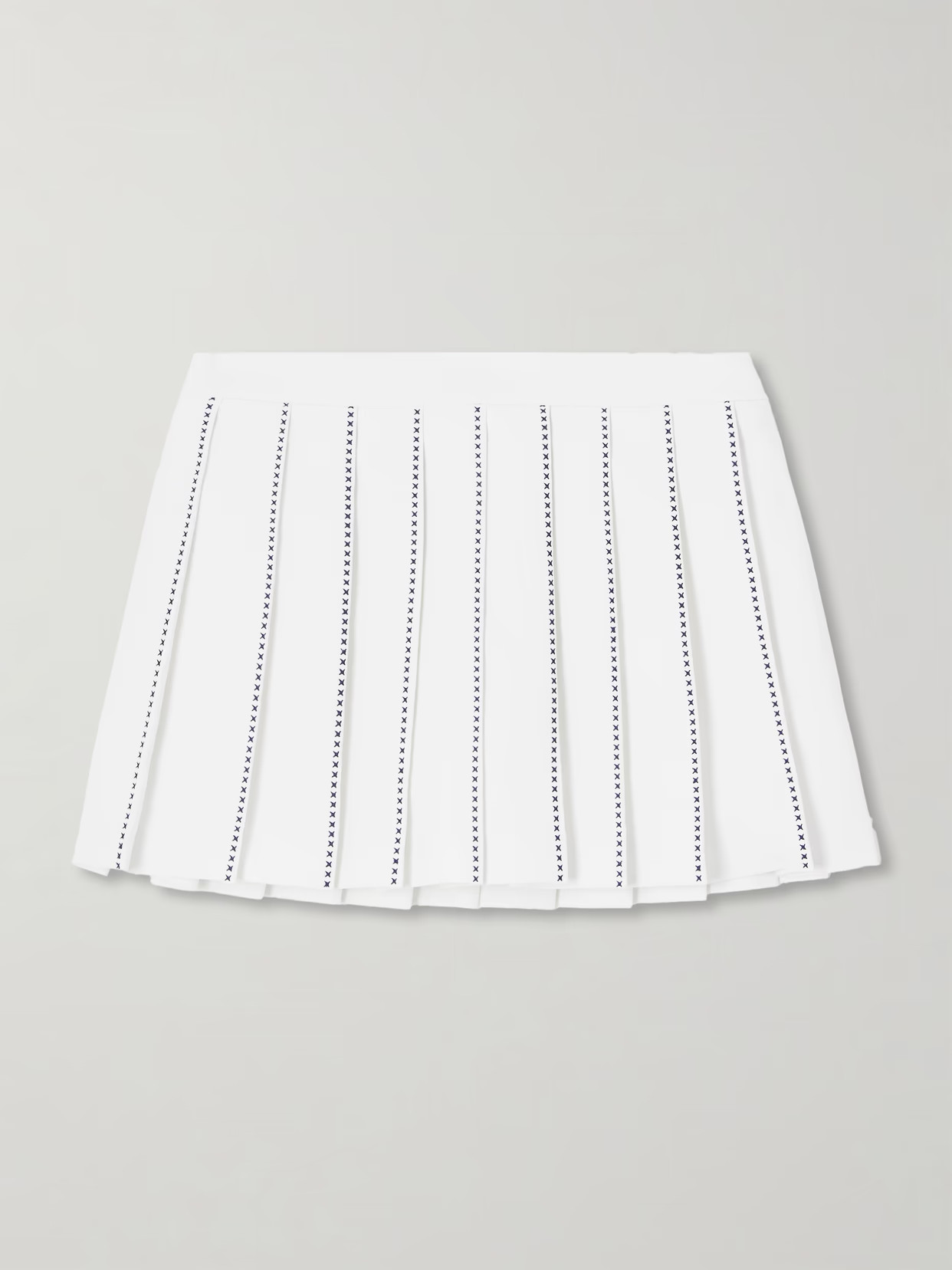 TORY SPORT - Embroidered Pleated Jersey Mini Tennis Skirt - White | NET-A-PORTER (US)