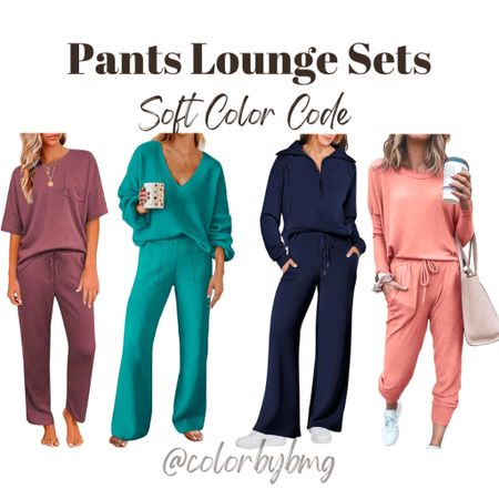 Soft Color Code Lounge Sets

Colors in order:
1. Red
2. Teal
3. Navy Blue
4. Pink

Soft Autumns
Soft Spring