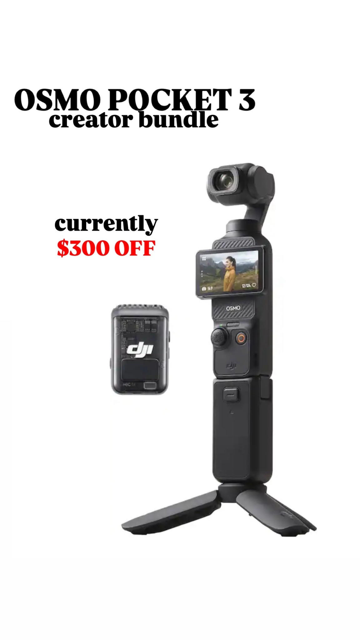DJI pocket 3 creator bundle that includes the mic and small tripod is only $300 off for Black Friday 

#LTKCyberWeek