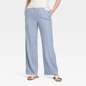 Women's Mid-Rise Wide Leg Linen Pull-On Pants - A New Day™ | Target