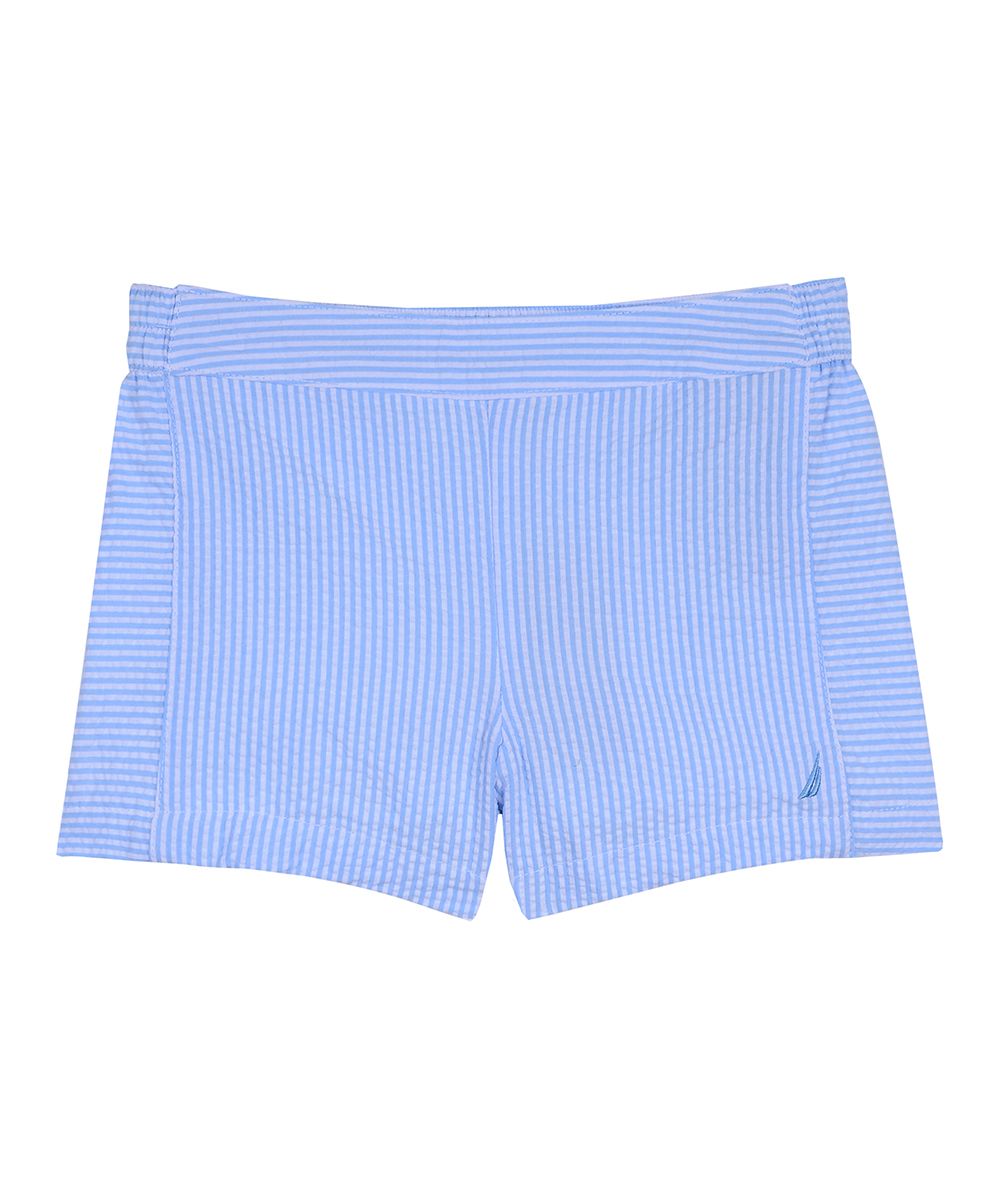 Nautica Girls' Casual Shorts BLUE - Light Blue & White Stripe Seersucker Shorts - Girls | Zulily