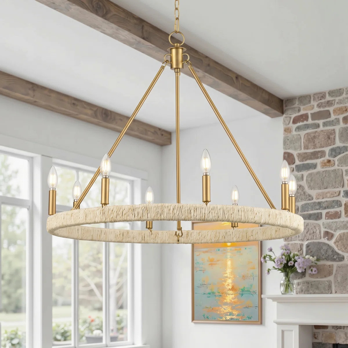8-Light Candle Style Dimmable Wagon Wheel Chandelier | Wayfair North America