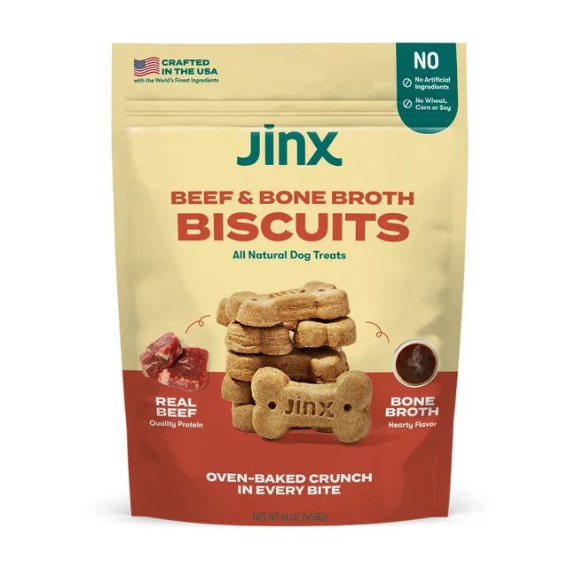 Jinx Beef Bone Broth Biscuits, Crunchy Dry Dog Treats, 16 oz Bag | Walmart (US)