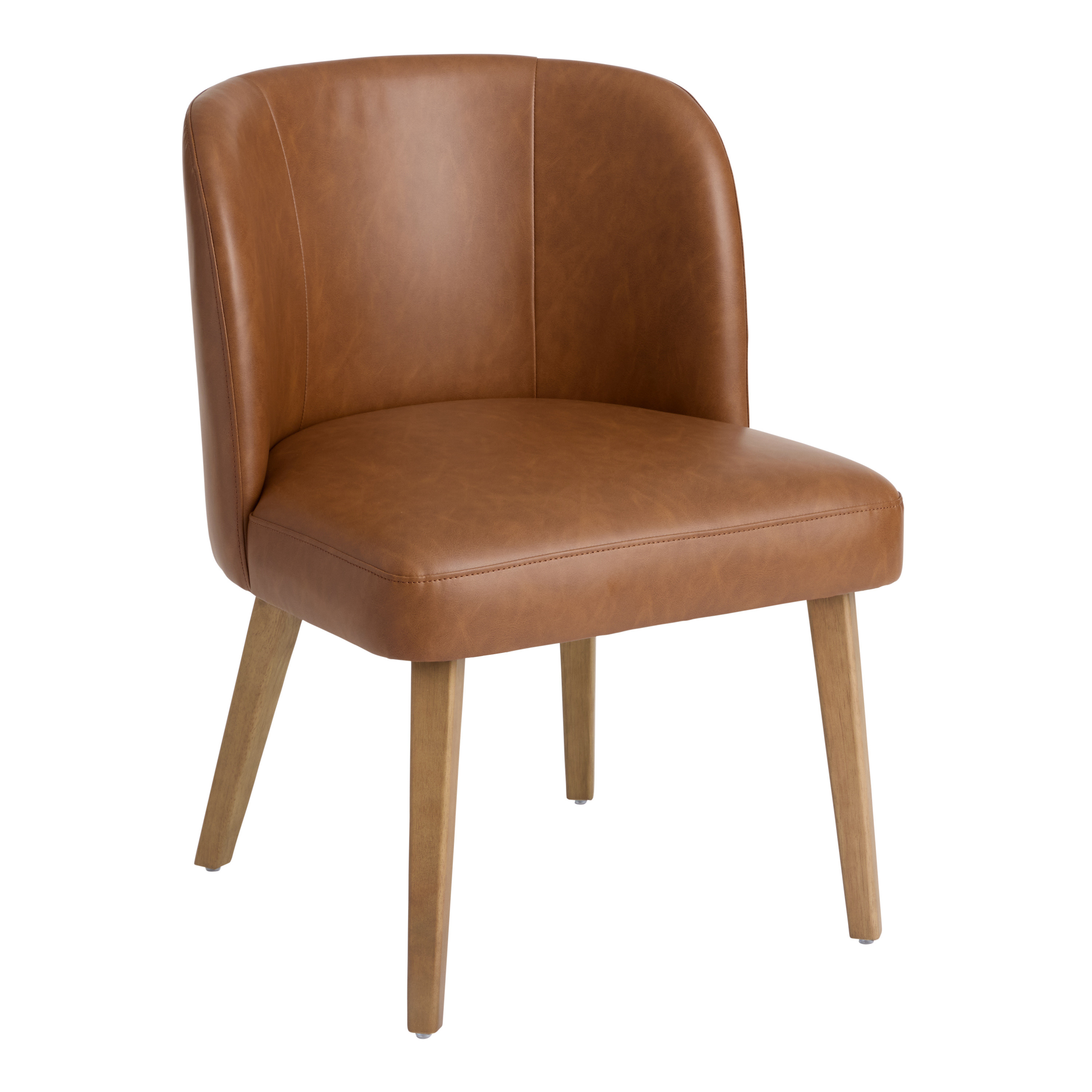 Karena Caramel Faux Leather Curved Back Dining Chair Set of 2 | World Market