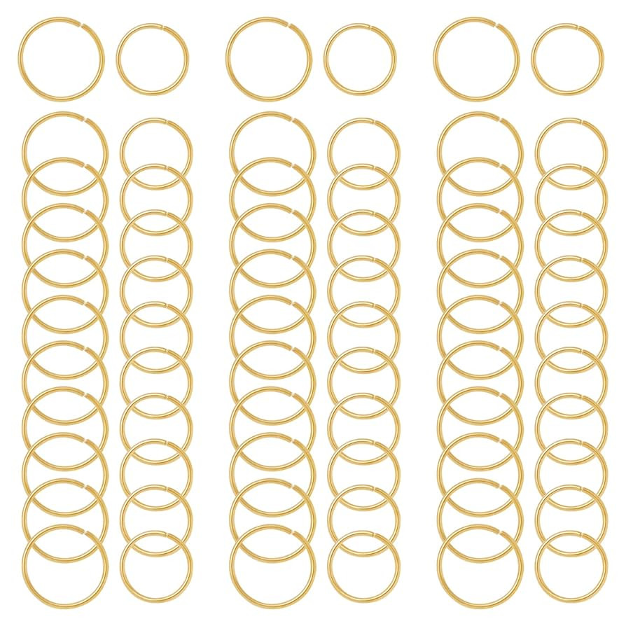 Nydotd 180 Pieces Hair Rings, Loop Clips, and Hoops - Fashion Hip-Hop DIY Hair Accessories for Braids and Dreadlocks (12mm+14mm, Gold) | Amazon (US)