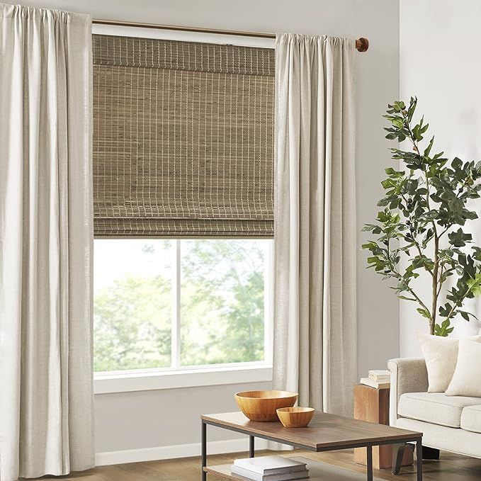 Madison Park Eastfield 100% Bamboo Cordless Roman Shades-Woven Wooden Privacy Panel, Light Filter... | Amazon (US)
