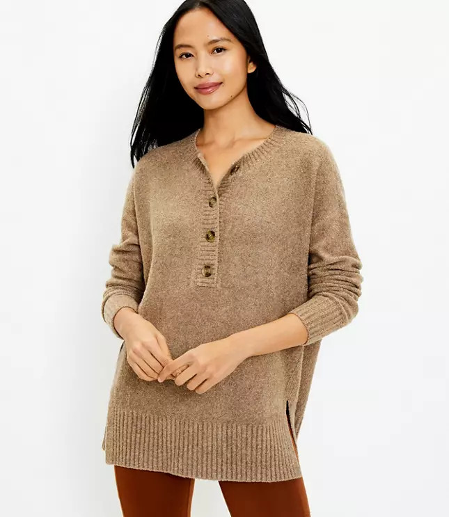 Lou & Grey Henley Tunic Sweater | LOFT