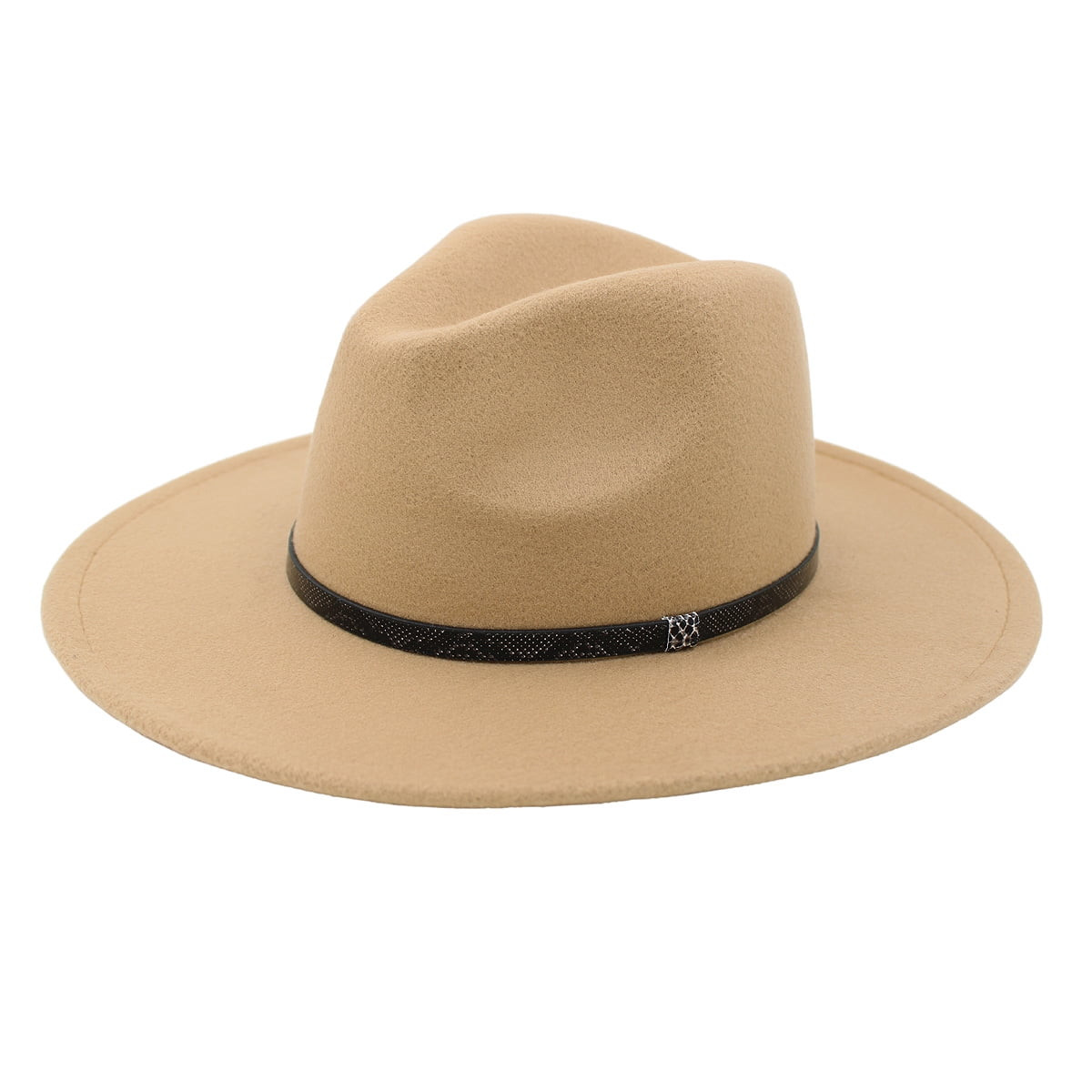 Premium 3" Wide Brim Solid Color Felt Fedora Panama Hat | Walmart (US)