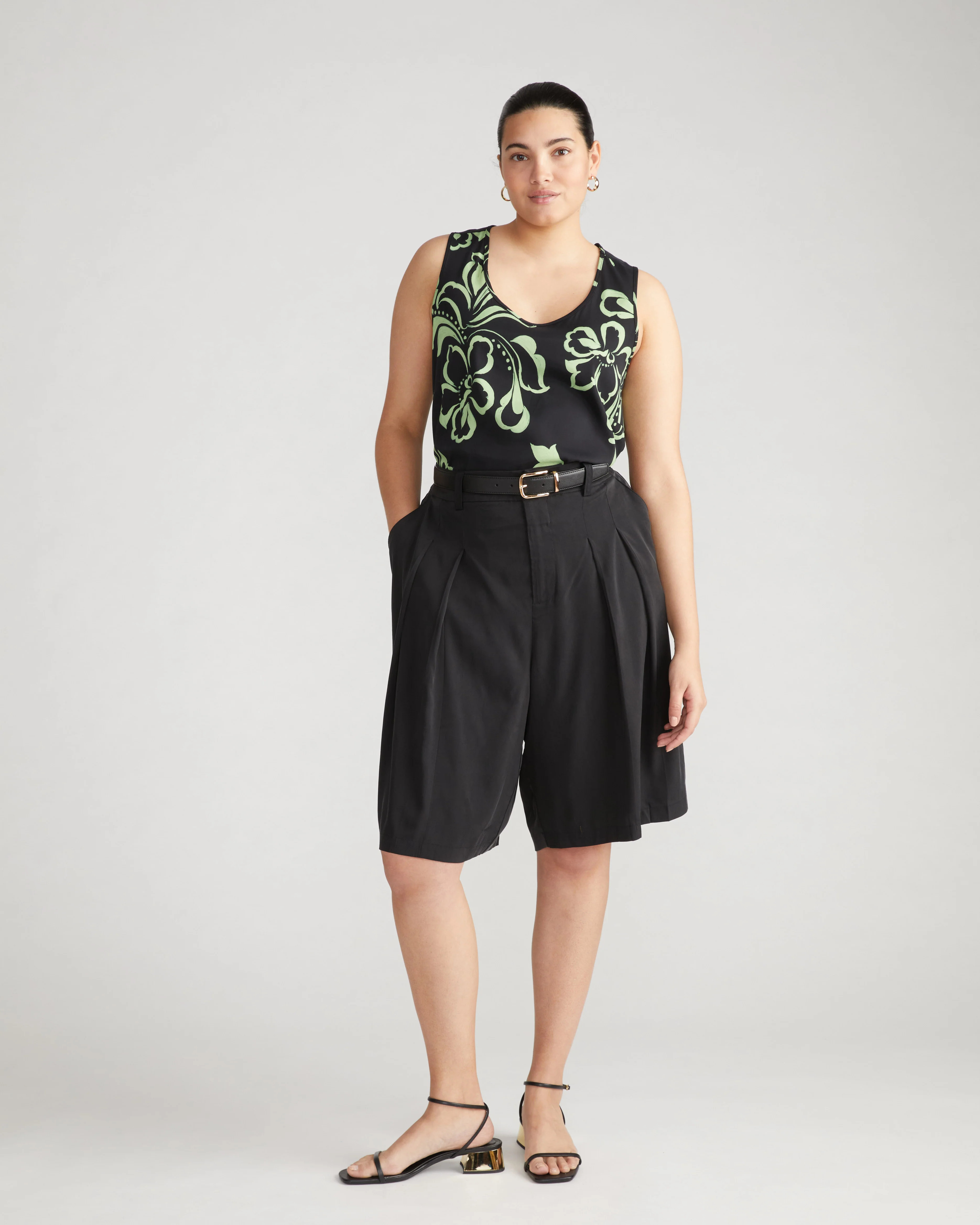 Cooling Stretch Cupro Bermuda Shorts - Black | Universal Standard