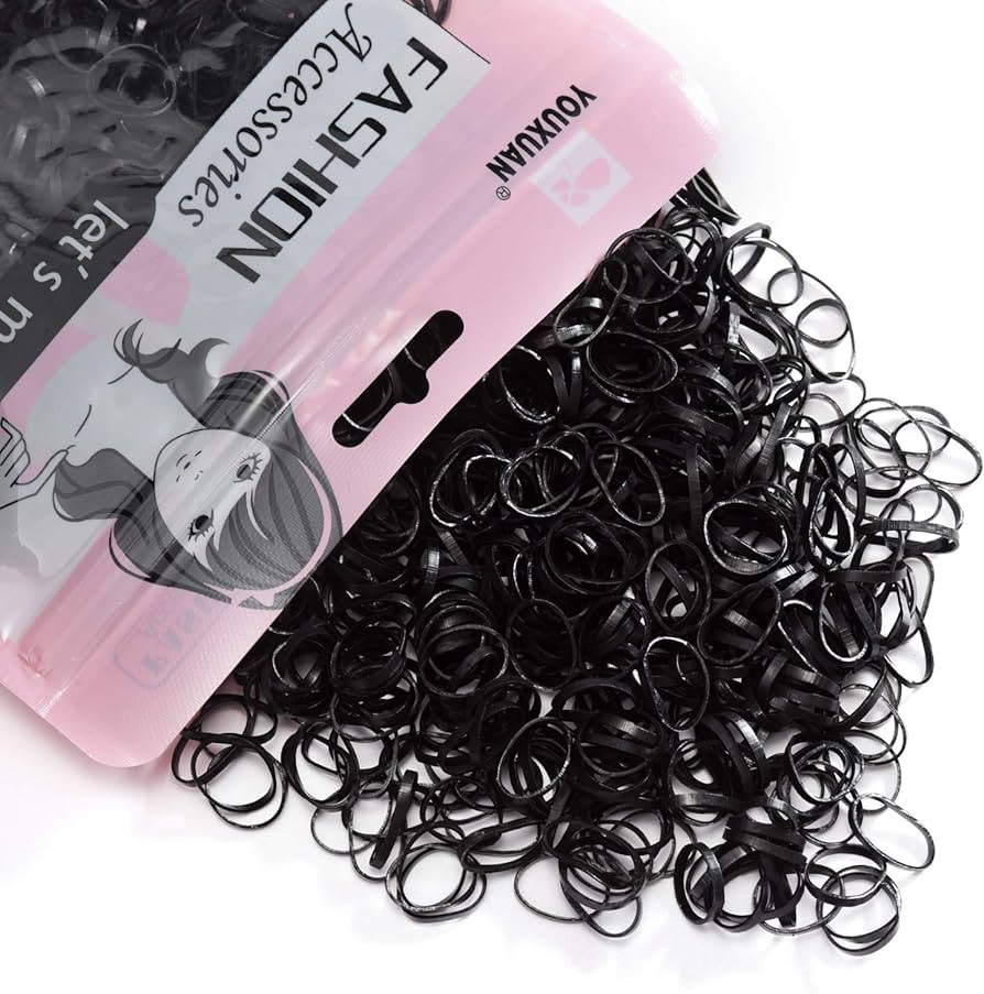 1000-Pack Elastic Hair Ties Non-slip Rubber Hair Bands for Girls, Black | Amazon (US)