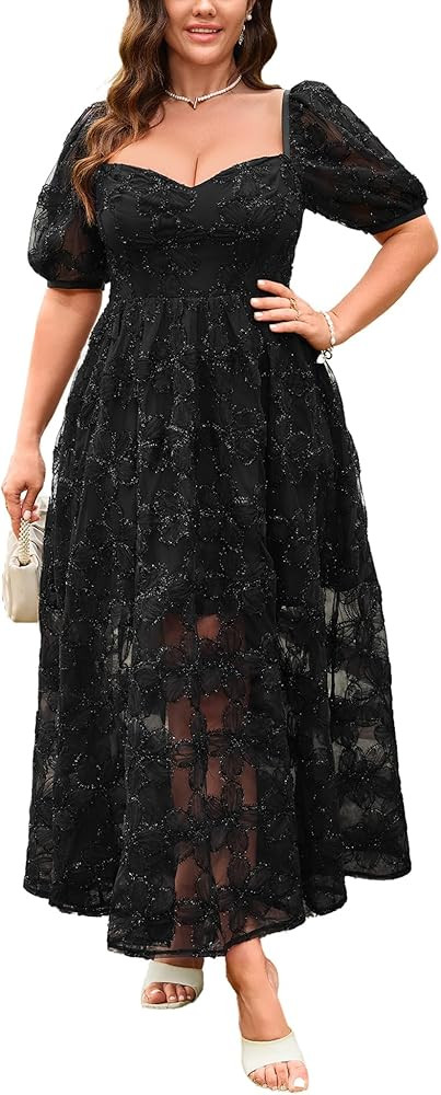 Women's 2025 Cocktail Formal Guest Dresse 3D Lace Sweetheart Neckline A Line Maxi Dresses | Amazon (US)