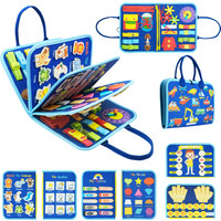 Toddler Montessori Busy Board Early Educational Sensory Toys for Basic Dress Motor Skills Math Color Shape Animal Weather | Miravia ES