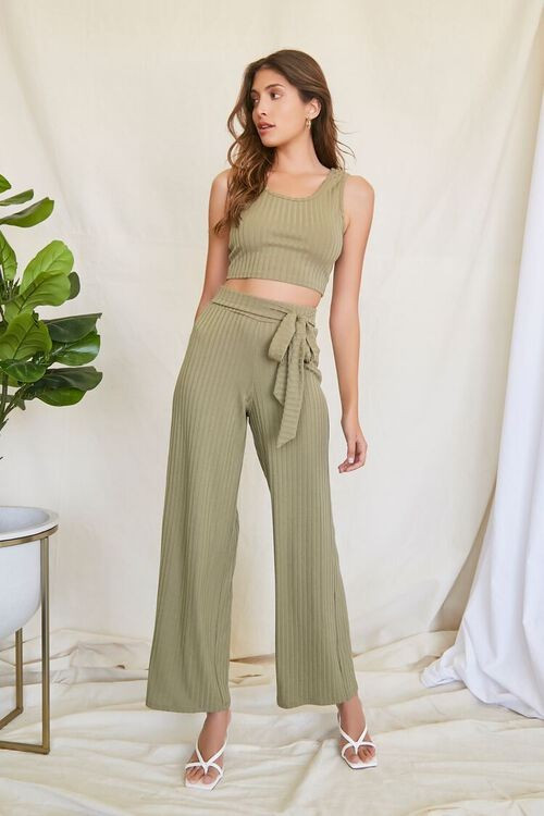 Ribbed Knit Crop Top & Pants Set | Forever 21 (US)
