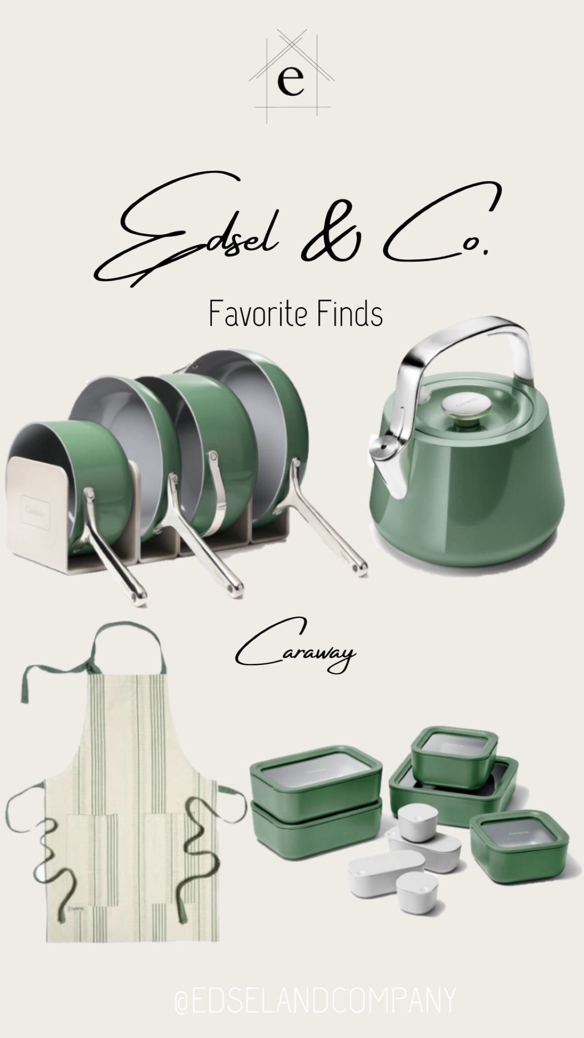 We can’t get enough of spring greens! These Caraway products are such high quality and high design