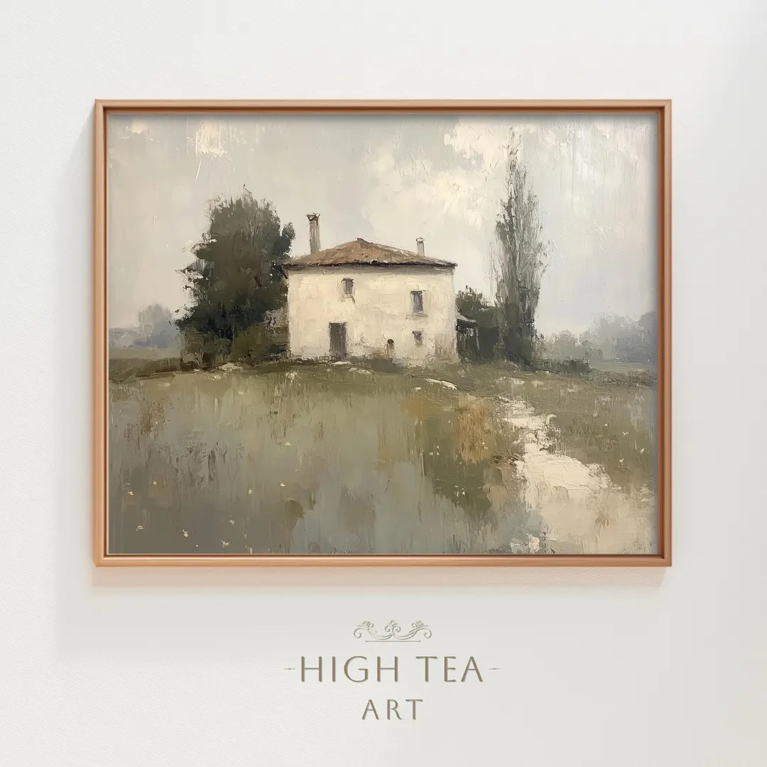 Vintage Rustic Farmhouse Countryside Landscape Oil Painting Digital Download Art Print Printable ... | Etsy (US)