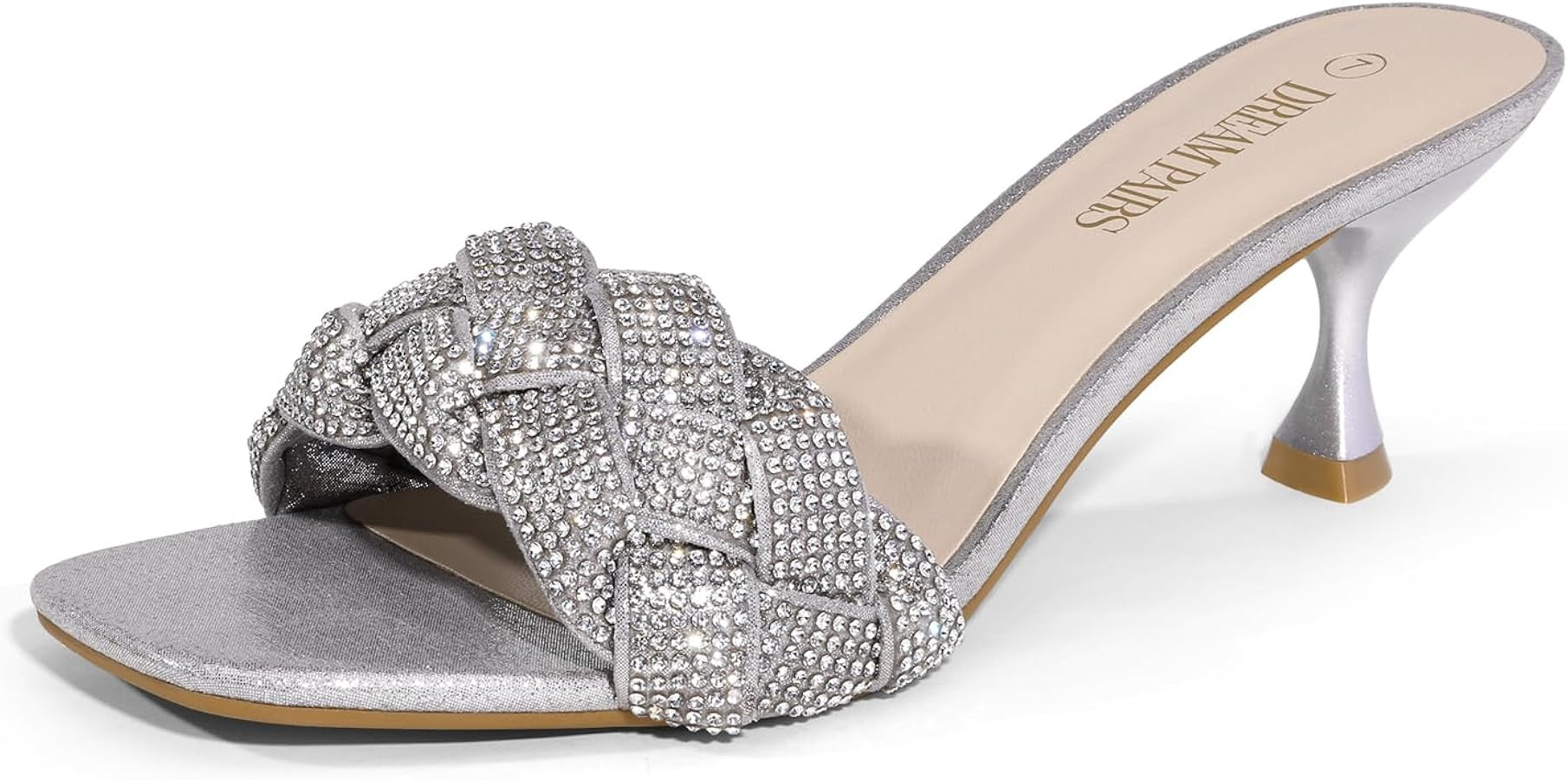 DREAM PAIRS Heels for Women Rhinestone Open Toe Low Kitten Heels Sexy Stilettos Heels Pump Sandal... | Amazon (US)