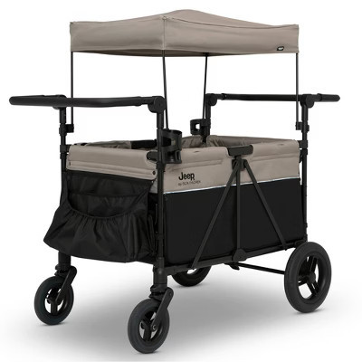 Jeep Gladiator 4-Seater Stroller Wagon by Delta Children - Black/Tan: 5-Point Harness, Foot Operated Brake, Adjustable Handle, EVA Tires | Target