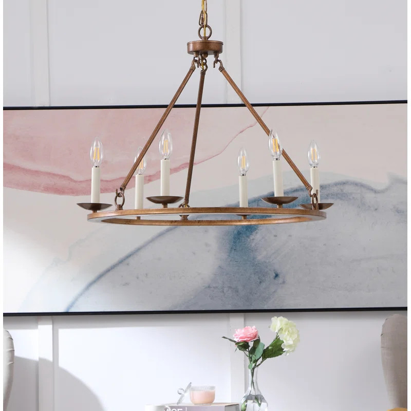 Pickensville 6 - Light Wagon Wheel Chandelier | Wayfair North America