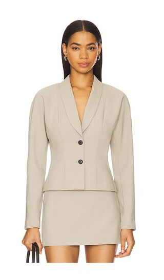 Liah Blazer Top in Khaki | Revolve Clothing (Global)